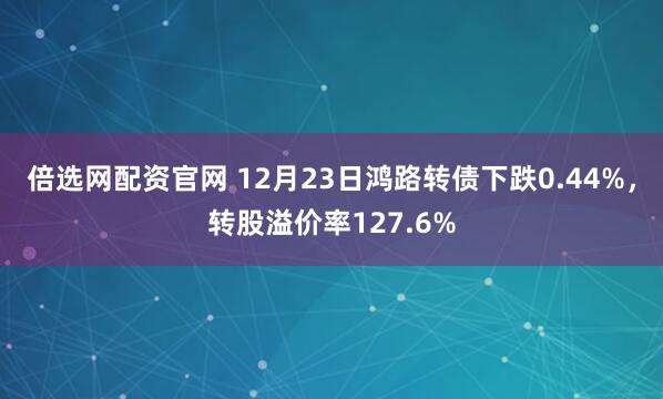 倍选网配资官网 12月23日鸿路转债下跌0.44%,转股溢价率127.6%